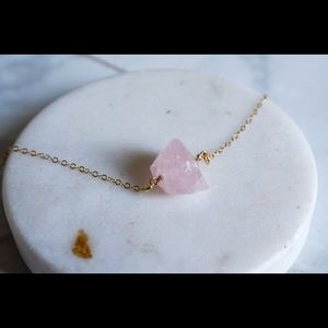 Rose Quartz Necklace, Crystal Necklace Gold Filled